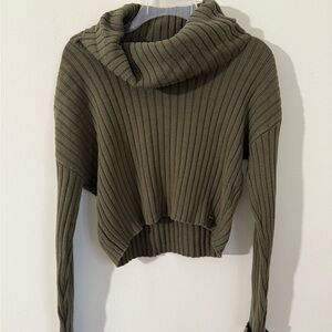 Guess Green Chunky Knit Cowl Sweater
